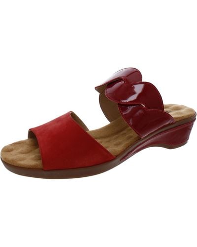 Walking Cradles Kat Leather Slip-on Slide Sandals - Red