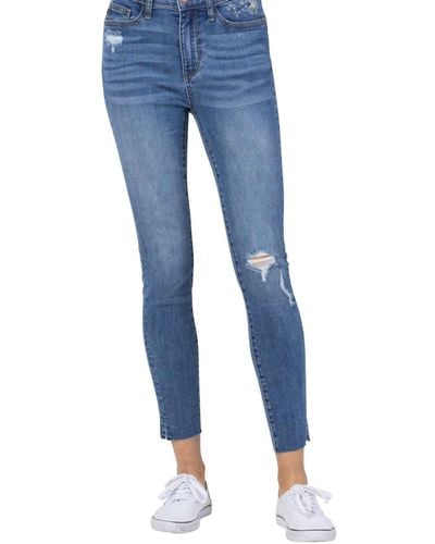 Judy Blue Dandelion Embroidered High Rise Skinny Jean - Blue