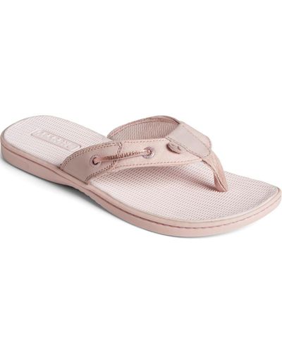 Sperry Top-Sider Seafish Leather Round Toe Flip-flops - Pink