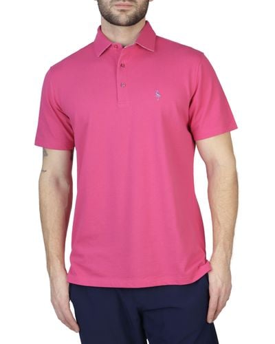 Tailorbyrd Classic Pique Polo With Gingham Trim - Pink