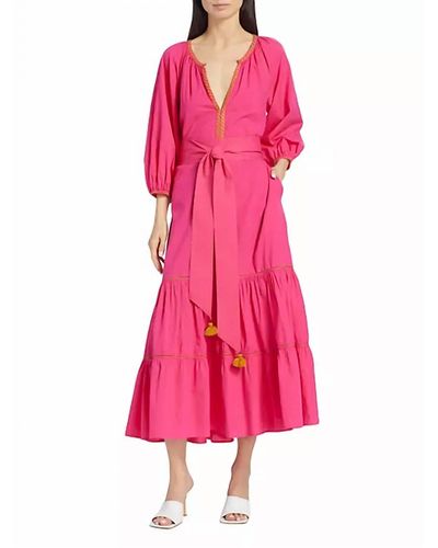 Figue Johanna Embroidered Cotton Midi-dress - Pink