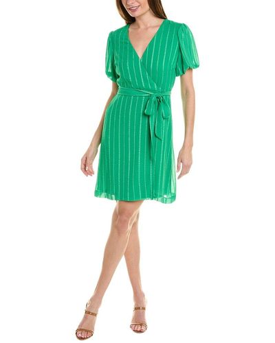 Maison Tara Dobby Stripe Mini Dress - Green
