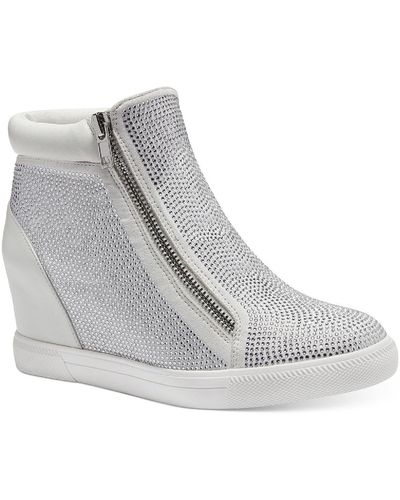 INC Dollie Faux Leather Ankle Casual And Fashion Sneakers - Gray