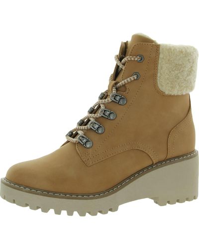 DV by Dolce Vita Russit Ankle Round Toe Wedge Boots - Natural