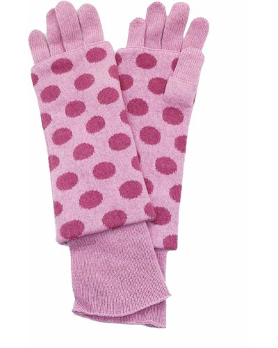 Portolano Two In One Gloves And Armwarmer In Polka Dots - Purple