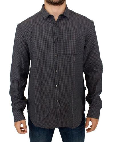 CoSTUME NATIONAL Gray Linen Casual Shirt - Blue