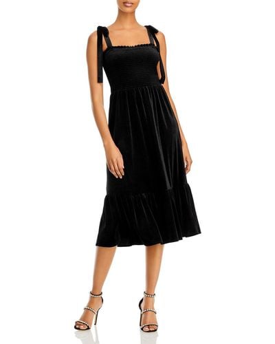 Lucy Paris Tie Shoulder Calf Midi Dress - Black