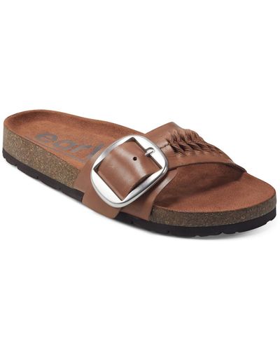 Earth Albina Casual Faux Leather Flatform Sandals - Brown