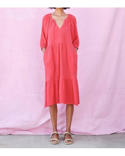 Sundry Midi Tiered Dress - Pink