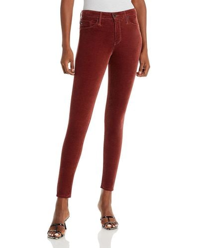 AG Jeans The Farrah Velvet High Rise Skinny Pants - Purple