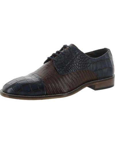 Stacy Adams Talarico Leather Animal Print Derby Shoes - Black