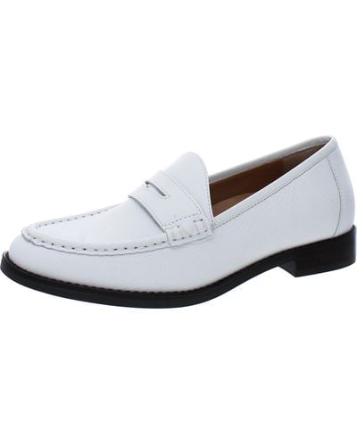 Vionic Waverly Leather Crocodile Print Penny Loafers - White