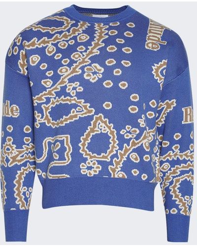 Rhude Bandana Knit Crewneck - Blue