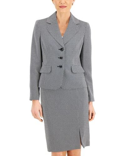 Le Suit Printed Business Skirt Suit - Gray