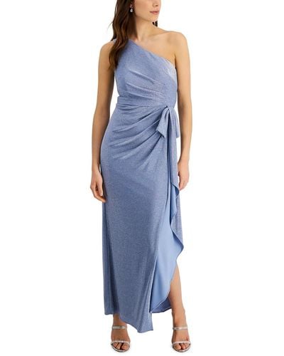 Adrianna Papell Metallic Knit Evening Dress - Blue