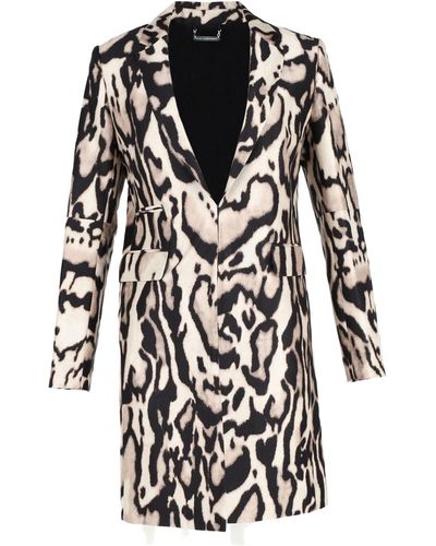 Diane von Furstenberg Mahala Coat In Animal Print Wool - Black