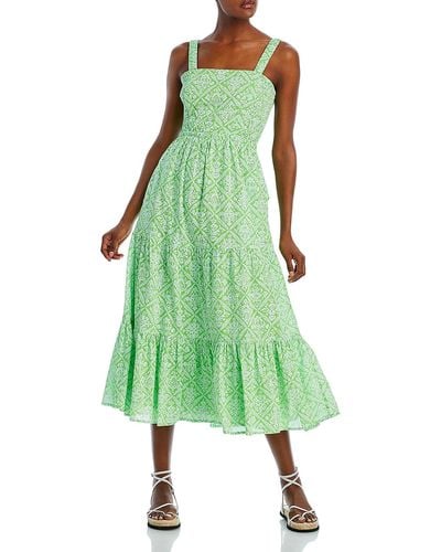 brand: Banjanan Regina Cotton Printed Midi Dress - Green