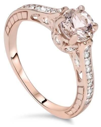 Pompeii3 1ct Morganite & Diamond Vintage Engagement Ring - Pink