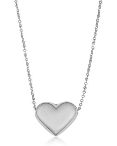 Fremada 14k White Heart Necklace (18 Inch) - Metallic