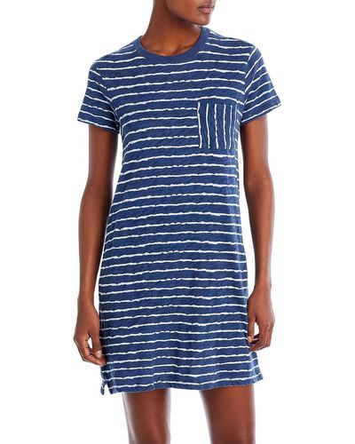 ATM Striped Mini T-shirt Dress - Blue