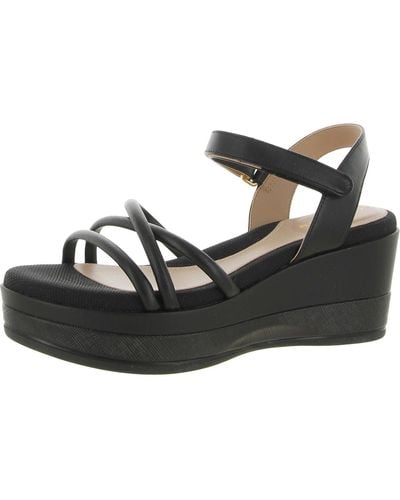 Cole Haan Addison Leather Open Toe Wedge Sandals - Black