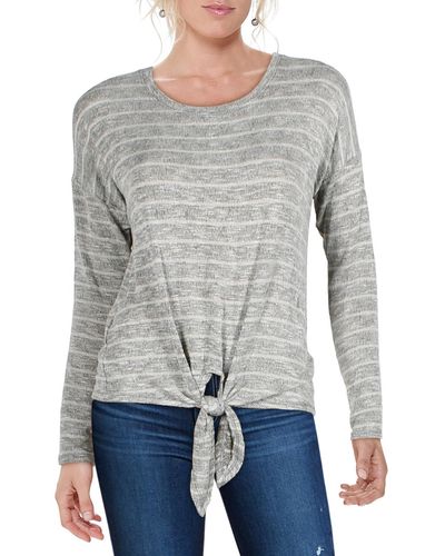 Matty M Knit Tie Front Sweater - Gray