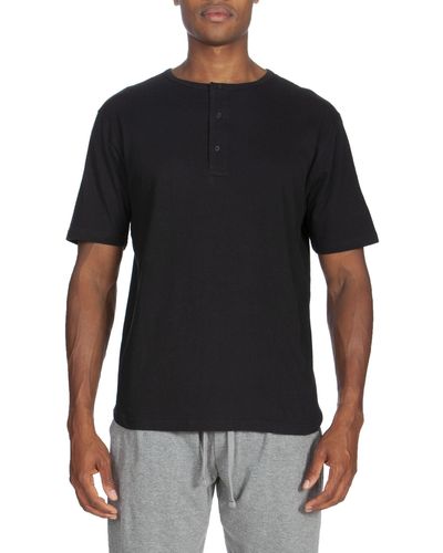 Unsimply Stitched Short Sleeve Henley - Black