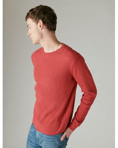 Lucky Brand Garment Dye Thermal Crew - Red