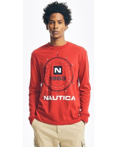 Nautica Sustainably Crafted Graphic Long-sleeve T-shirt - Red