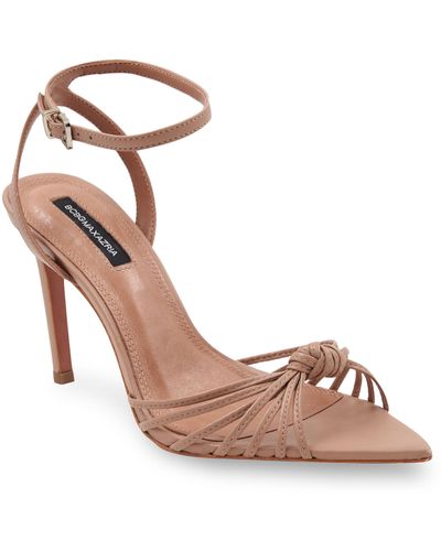 BCBGMAXAZRIA Delia Knotted Leather Sandal Heel - Pink