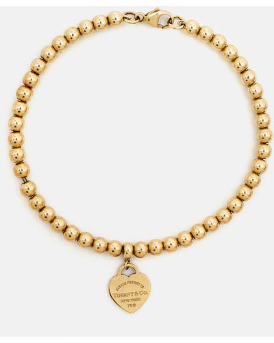 Tiffany & Co. Return To Tiffany Love Heart Tag 18k Yellow Gold Beaded Bracelet - Metallic