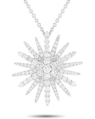 Non-Branded Lb Exclusive 18k Gold 2.30ct Diamond Sunburst Necklace Ank-17782 - White