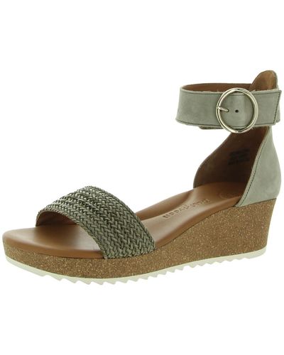 Paul Green Open Toe Ankle Strap Wedge Sandals - Green