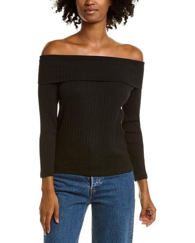 Vince Off The Shoulder Three Quarter Sleeve Top in Brown Lyst