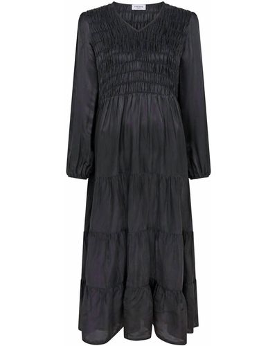 Fresha London Shirred Tiered Dress - Black