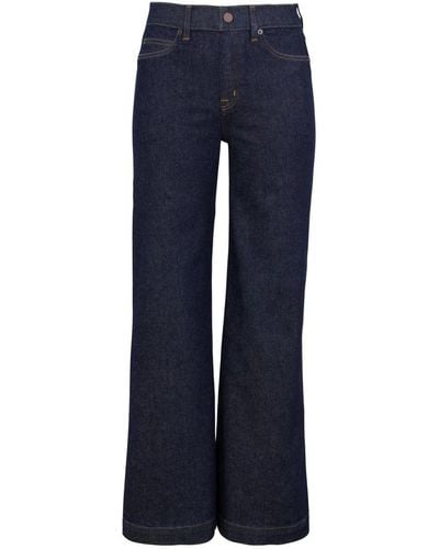 Spanx Indigo Raw Wash Wide Leg Jeans Stretch Cotton Denim Pants - Blue