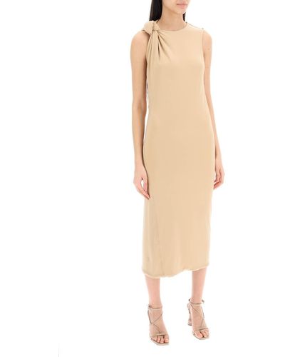 Sportmax Midi Nuble Dress With Knot - Natural