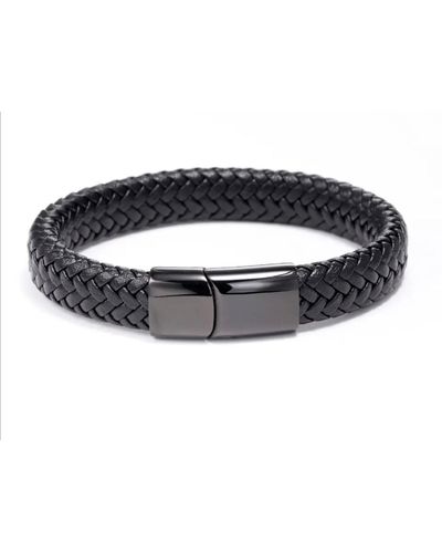 Stephen Oliver Plated Leather Bracelet - Black