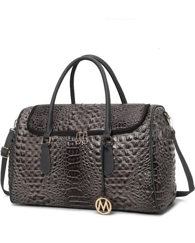 MKF Collection by Mia K Rina Crocodile Embossed Vegan Leather Duffle Bag By Mia K - Brown