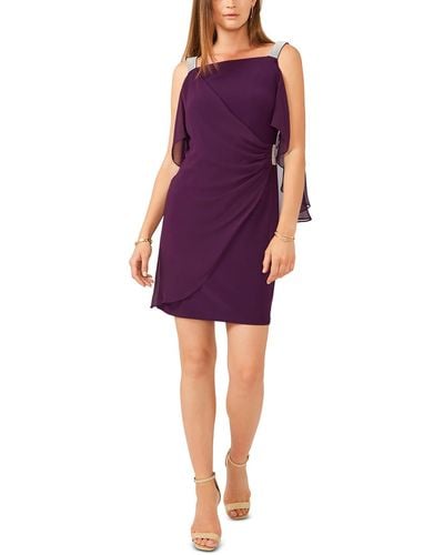 Msk Embellished Mini Cocktail And Party Dress - Purple