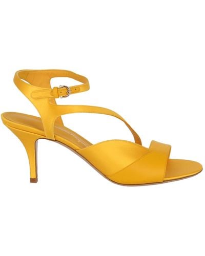 Ferragamo Olga Satin Heel Sandals - Yellow