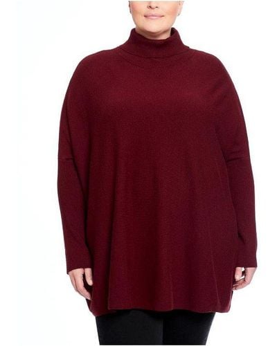 Joseph A Plus Ribbed Trim Turtleneck Pullover Sweater - Red