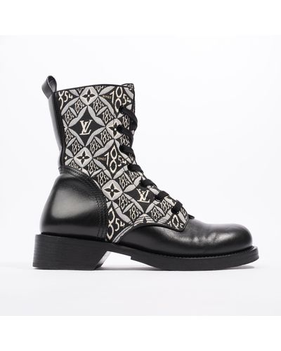 Louis Vuitton Since 1854 Metropolis Flat Ranger Boots Monogram Calfskin Leather - Black