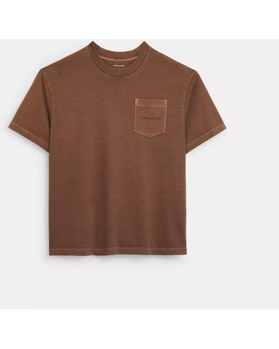 COACH Pocket T Shirt - Brown