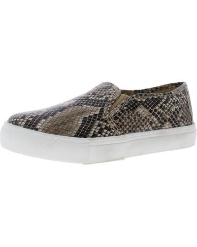 MIA Beca Faux Leather Snake Print Slip-on Sneakers - Gray