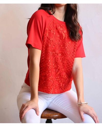 Eva Franco Kylee Short Sleeve Sweatshirt - Red