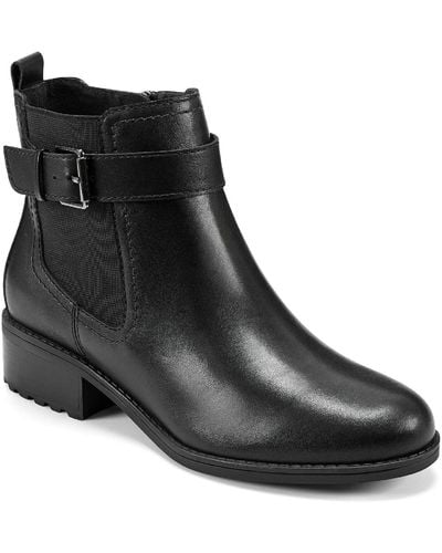 Easy Spirit Rae Buckle Zip Up Ankle Boots - Black