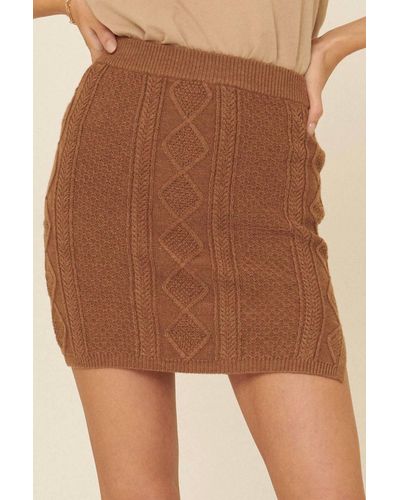 Promesa Cable Knit Mini Skirt - Brown