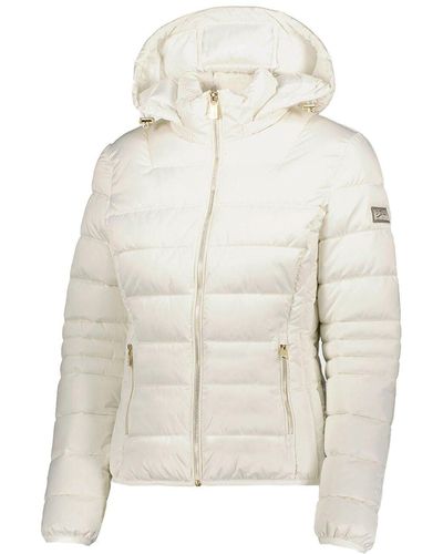 Yes-Zee White Polyester Jackets & Coat - Natural