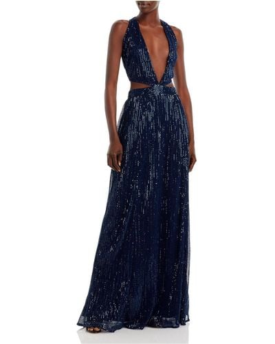 Ramy Brook Selena Sequined Cut-out Evening Dress - Blue